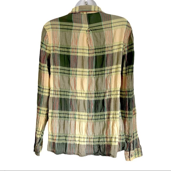 WOOLRICH Plaid Gray Yellow Cotton Shirt Small Convertible Roll-up Sleeve - Picture 5 of 15